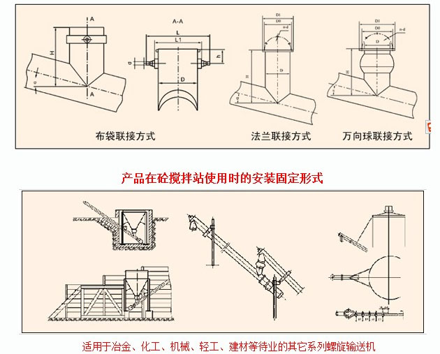 水泥螺旋输送机在搅拌站使用时的安装固定形式